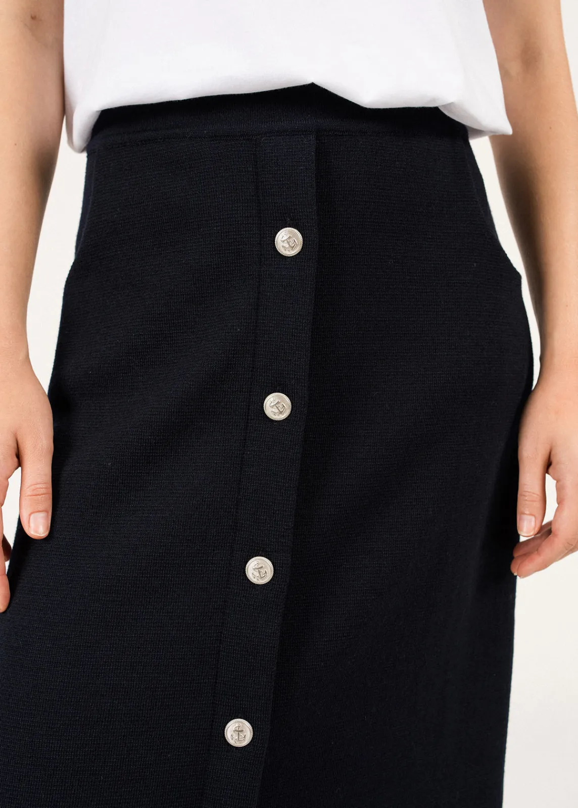 Saint James Dresses & Skirts*Ile Lacroix Buttoned Wool Skirt Navy