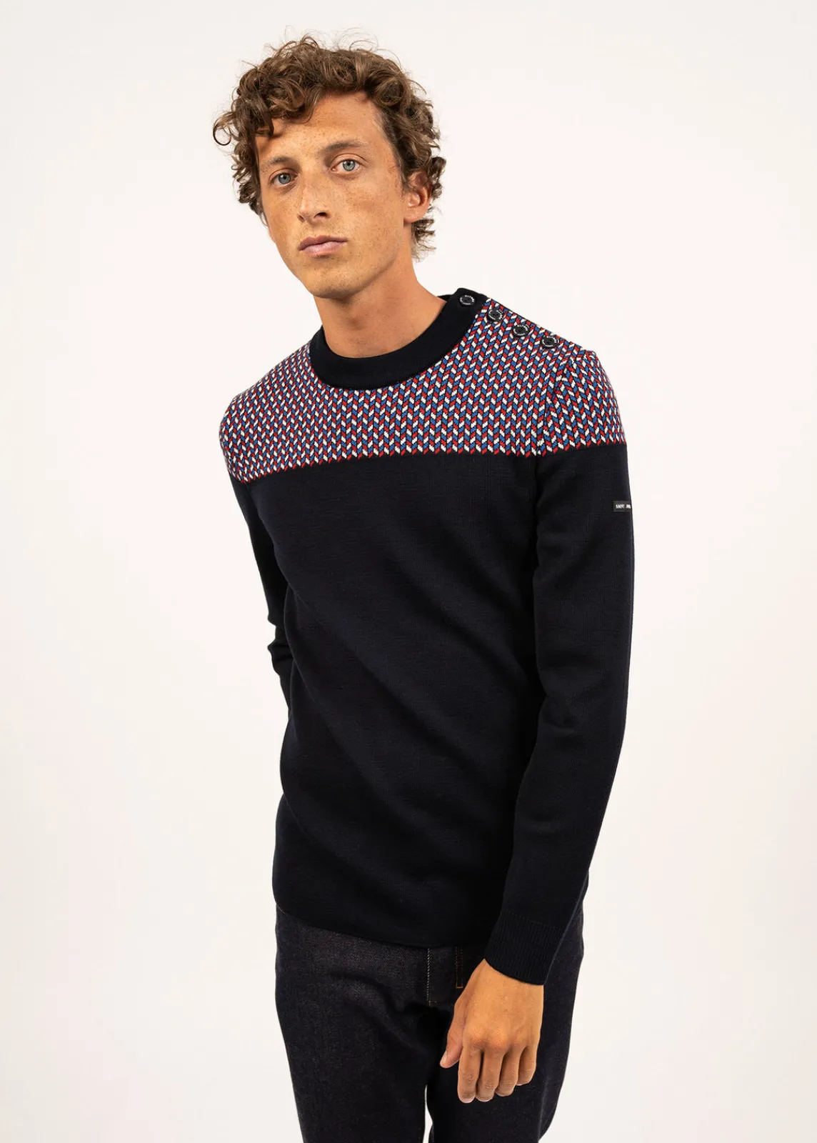 Saint James Jumpers & Cardigans*Jacquard sailor jumper Navy/multico