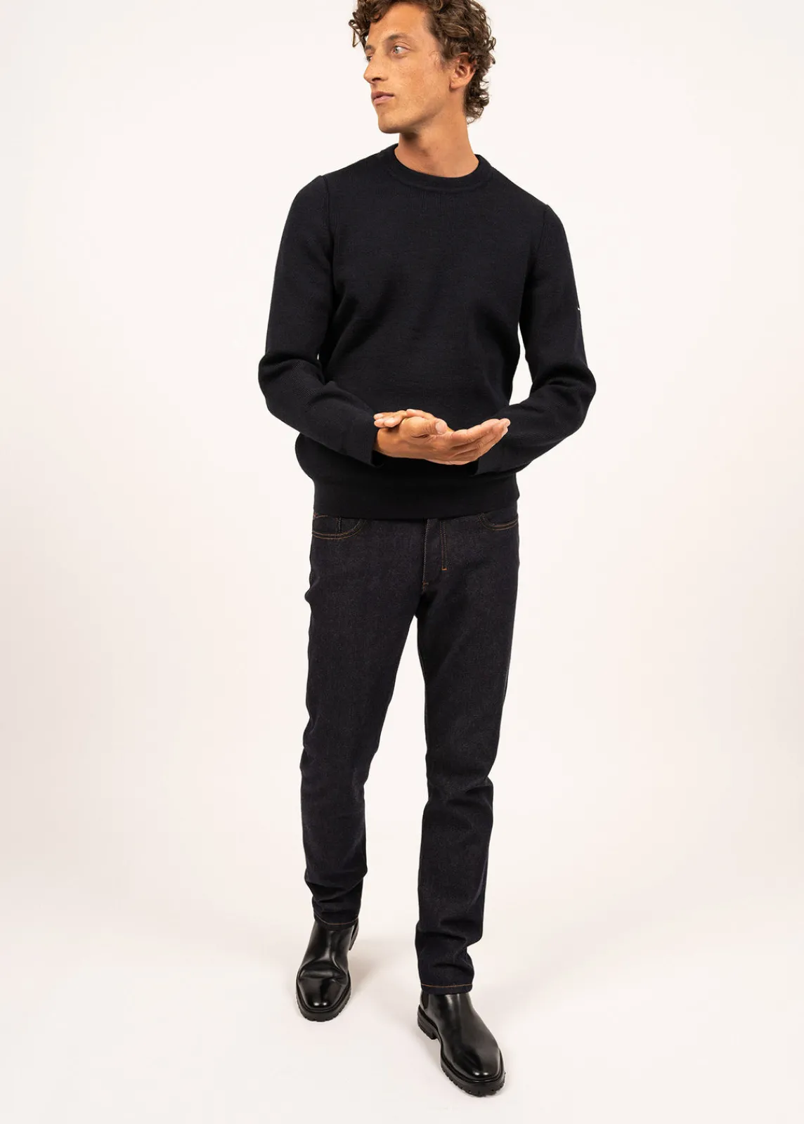Saint James Sailor Jumpers|Sailor Jumpers*Locronan round neck jumper Navy