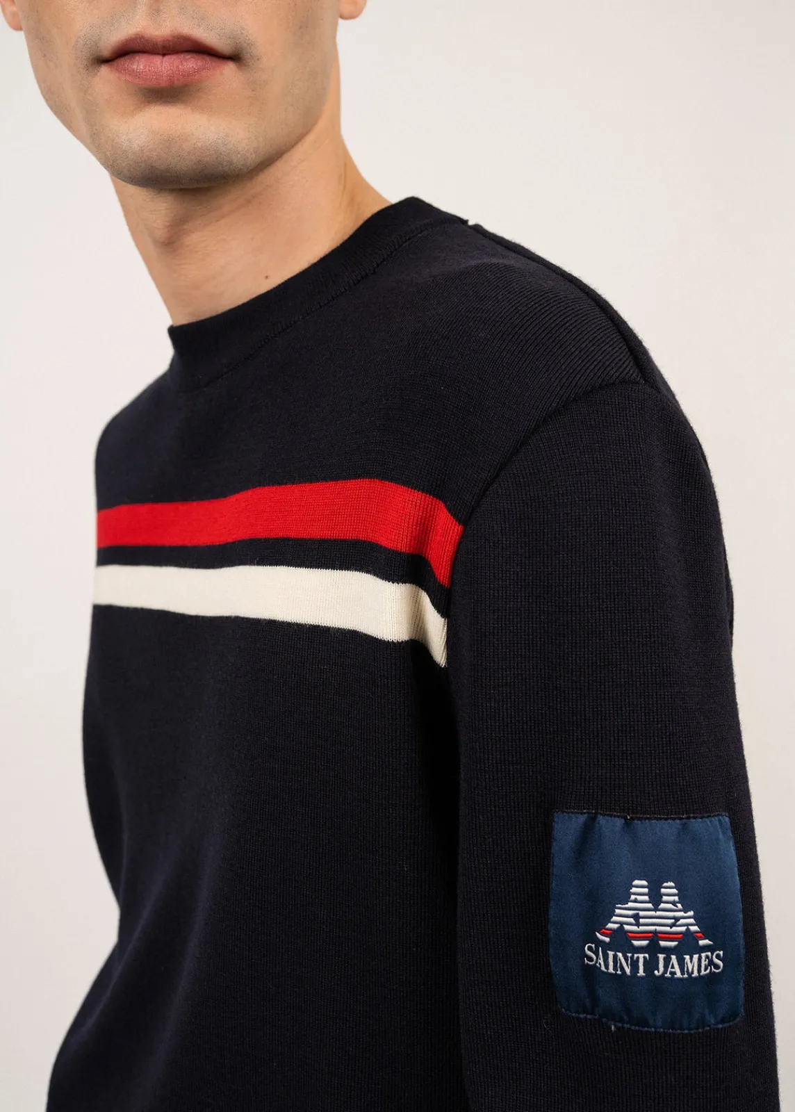 Saint James Jumpers & Cardigans*Malherbe wool jumper Navy/ecume/tulipe