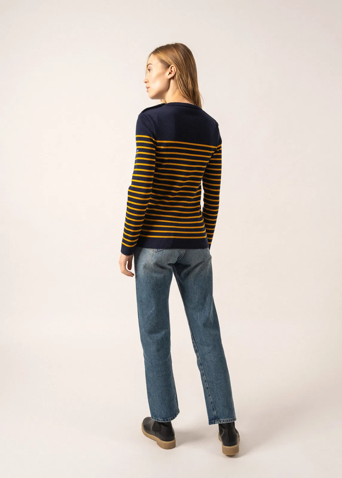 Saint James Sailor Jumpers|Sailor Jumpers*Marée authentic striped sailor jumper Insigne/ambre