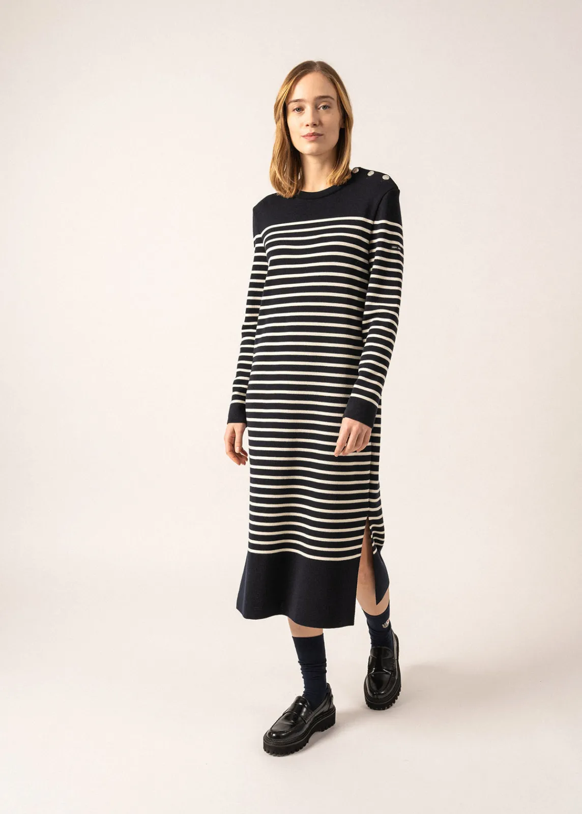 Saint James Dresses & Skirts*Marée Long Knitted Dress Navy/ecume