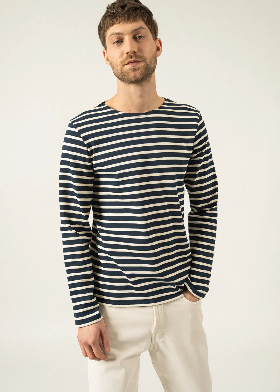 Saint James Sailor Striped Shirts|Sailor Striped Shirts*Meridien unisex striped sailor shirt Marine/ecru
