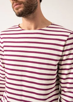 Saint James Sailor Striped Shirts*Meridien unisex striped sailor shirt Ecume/prune