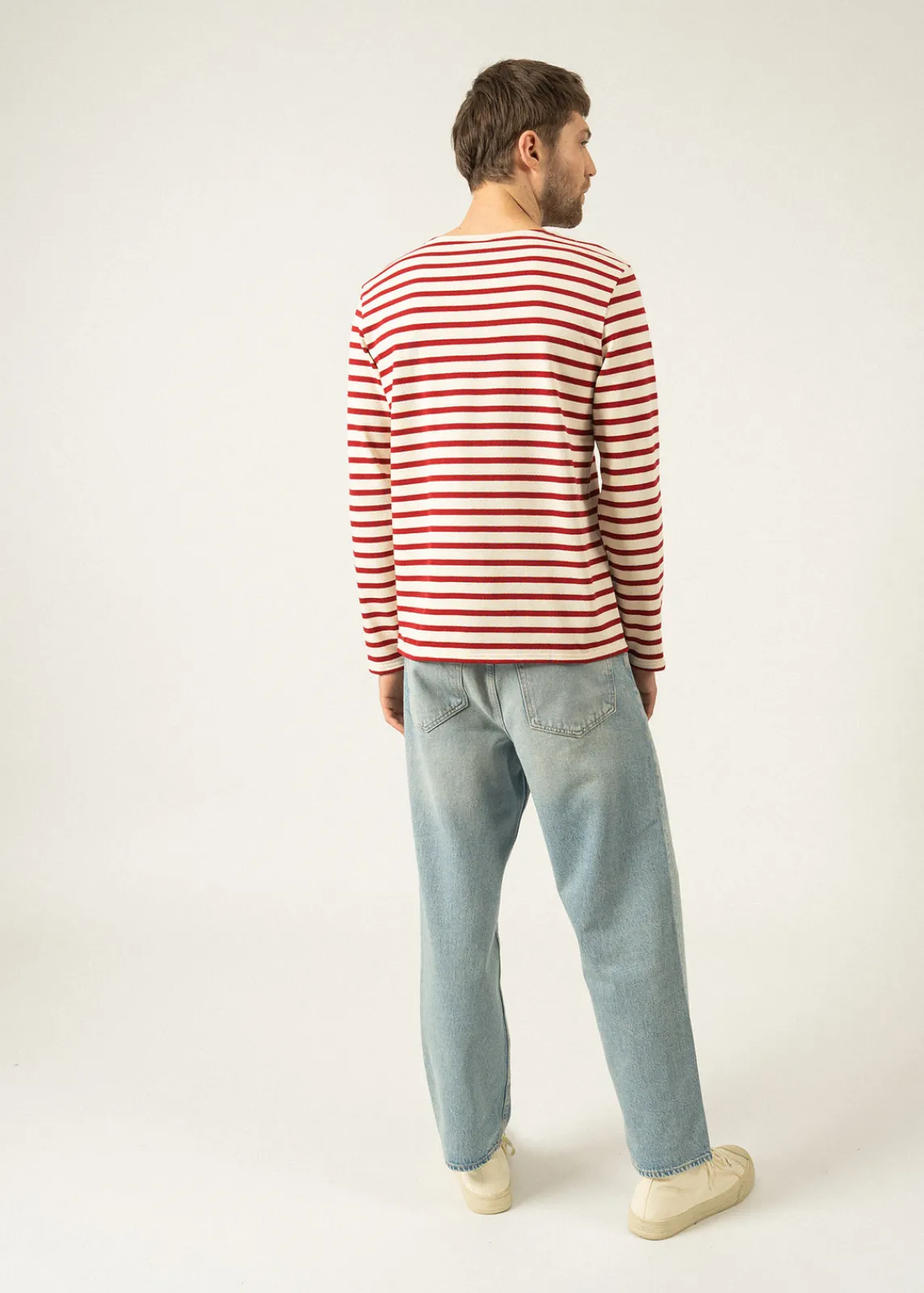 Saint James Sailor Striped Shirts|Sailor Striped Shirts*Meridien unisex striped sailor shirt Ecru/persan