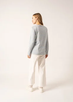 Saint James Sailor Striped Shirts*Minquidame Sequinned Breton Shirt Ciel/ecru