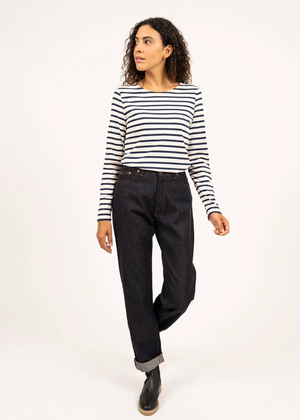 Saint James Accessories*Minquidame striped sailor shirt Ecru/marine