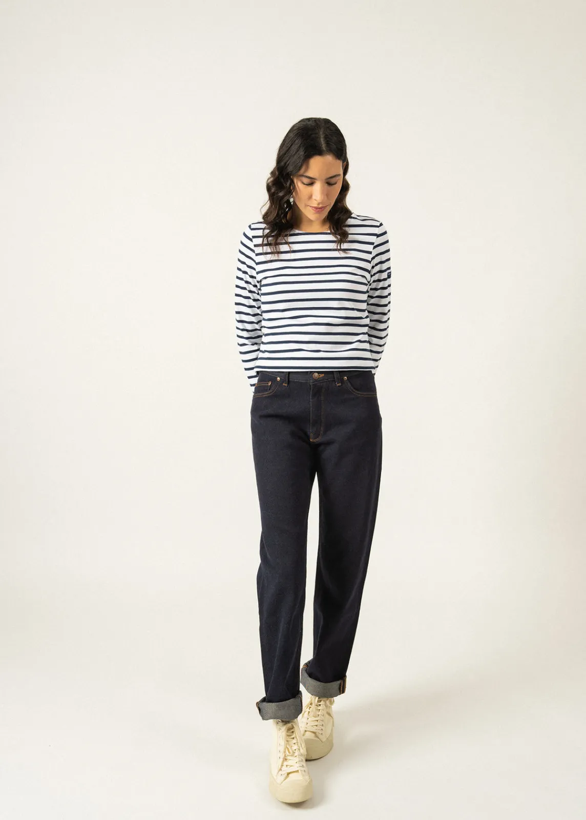 Saint James Sailor Striped Shirts*Minquidame striped sailor shirt Neige/marine