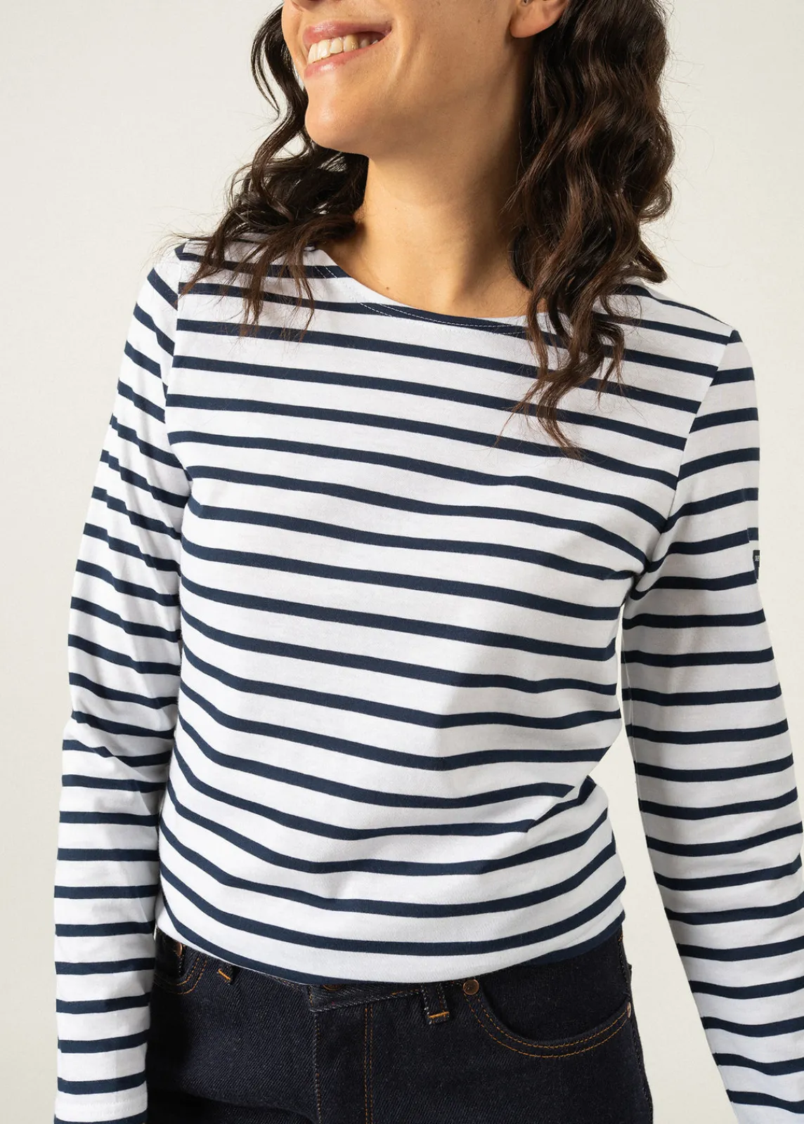Saint James Sailor Striped Shirts*Minquidame striped sailor shirt Neige/marine
