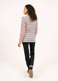 Saint James Sailor Striped Shirts*Minquidame tricolour striped sailor shirt Ecru/marine/tulipe