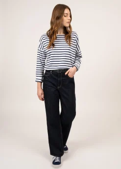 Saint James Sailor Striped Shirts*Minquiers Drop oversized striped sailor shirt Neige/marine