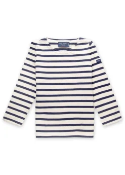 Saint James Sailor Striped Shirts|Sailor Striped Shirts*Minquiers striped sailor shirt for kids Ecru/marine