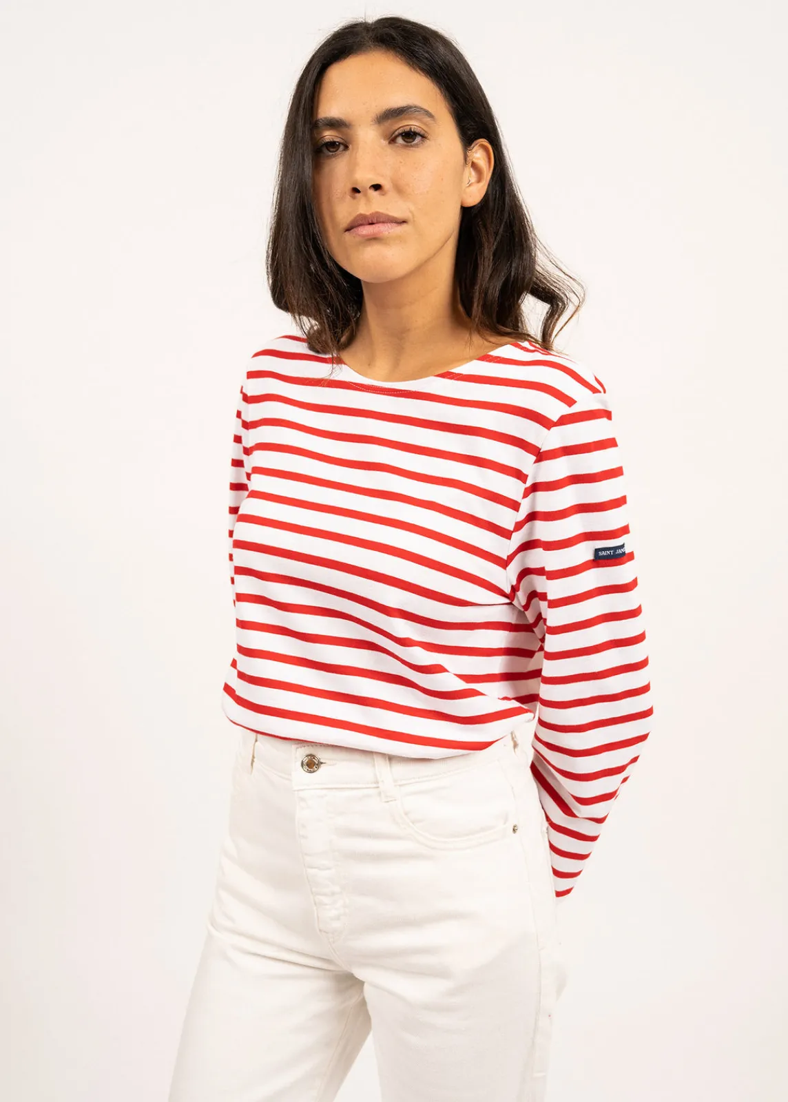 Saint James Sailor Striped Shirts|Sailor Striped Shirts*Minquiers unisex striped sailor shirt Neige/tulipe