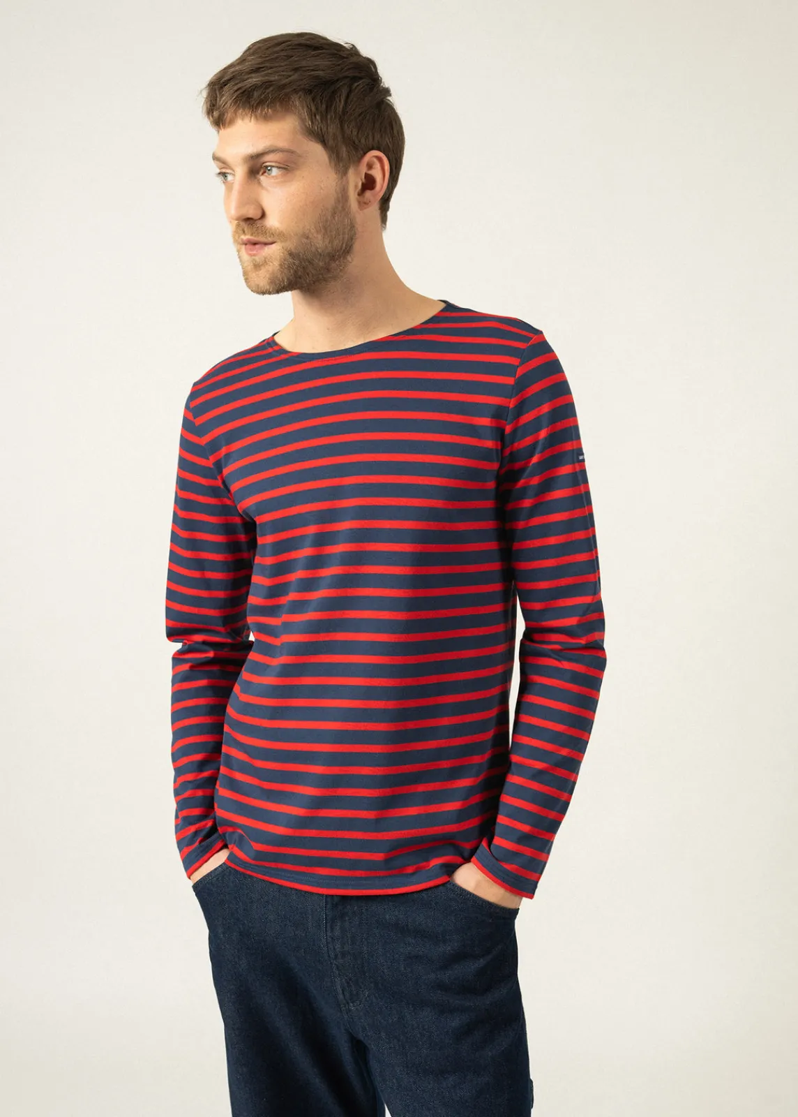 Saint James Sailor Striped Shirts*Minquiers unisex striped sailor shirt Marine/tulipe