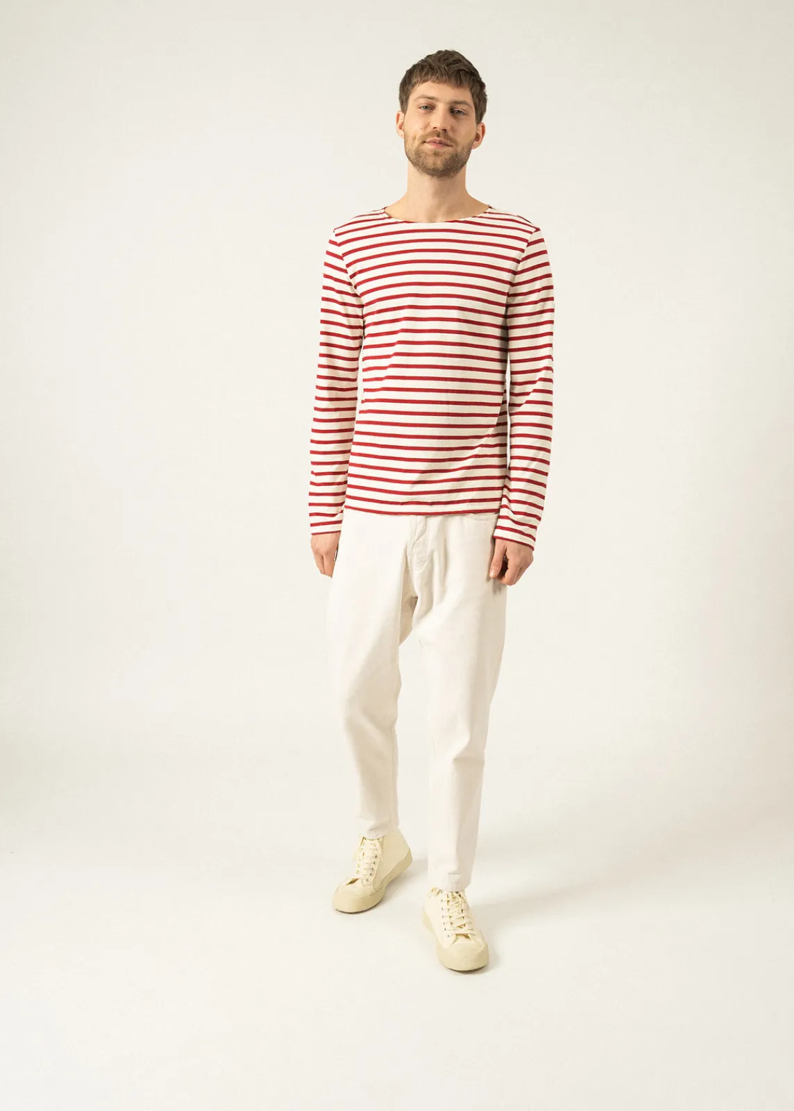 Saint James Sailor Striped Shirts*Minquiers unisex striped sailor shirt Ecru/persan