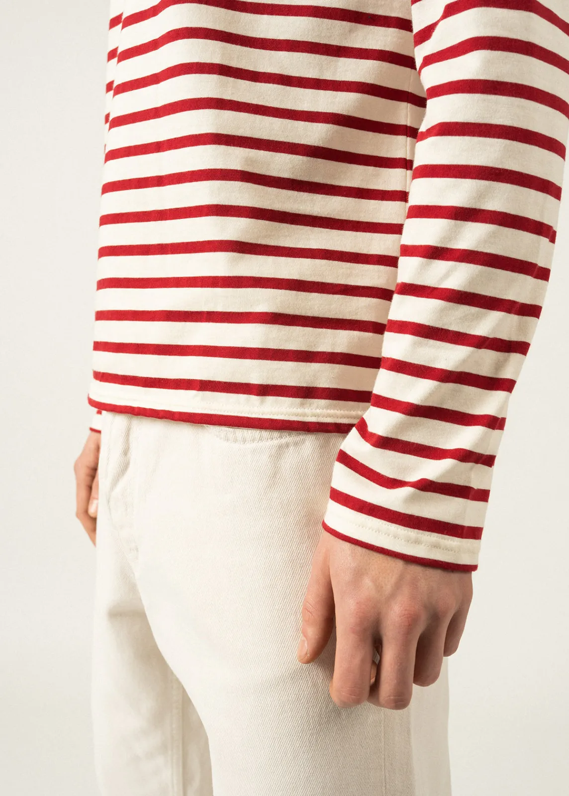 Saint James Sailor Striped Shirts*Minquiers unisex striped sailor shirt Ecru/persan