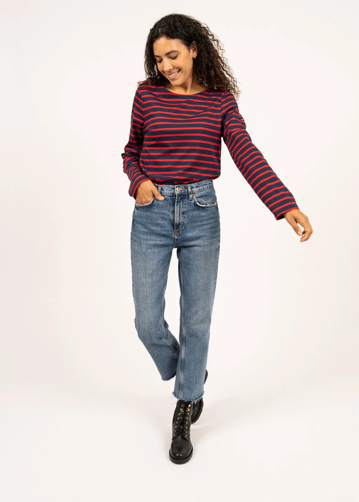 Saint James Sailor Striped Shirts|Sailor Striped Shirts*Minquiers unisex striped sailor shirt Marine/tulipe