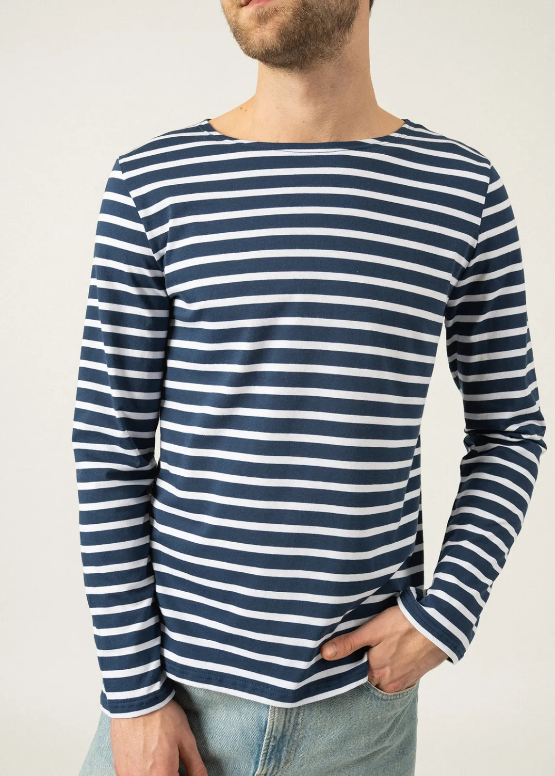 Saint James Sailor Striped Shirts|Sailor Striped Shirts*Minquiers unisex striped sailor shirt Marine/neige