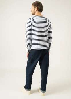 Saint James Sailor Striped Shirts*Minquiers unisex striped sailor shirt Neige/marine