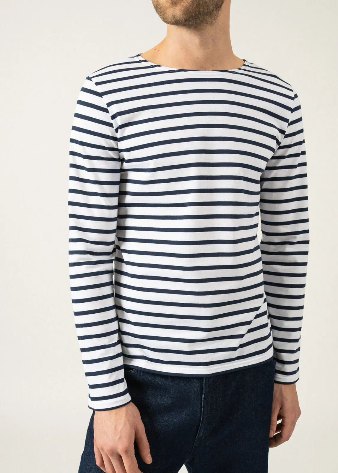 Saint James Sailor Striped Shirts*Minquiers unisex striped sailor shirt Neige/marine