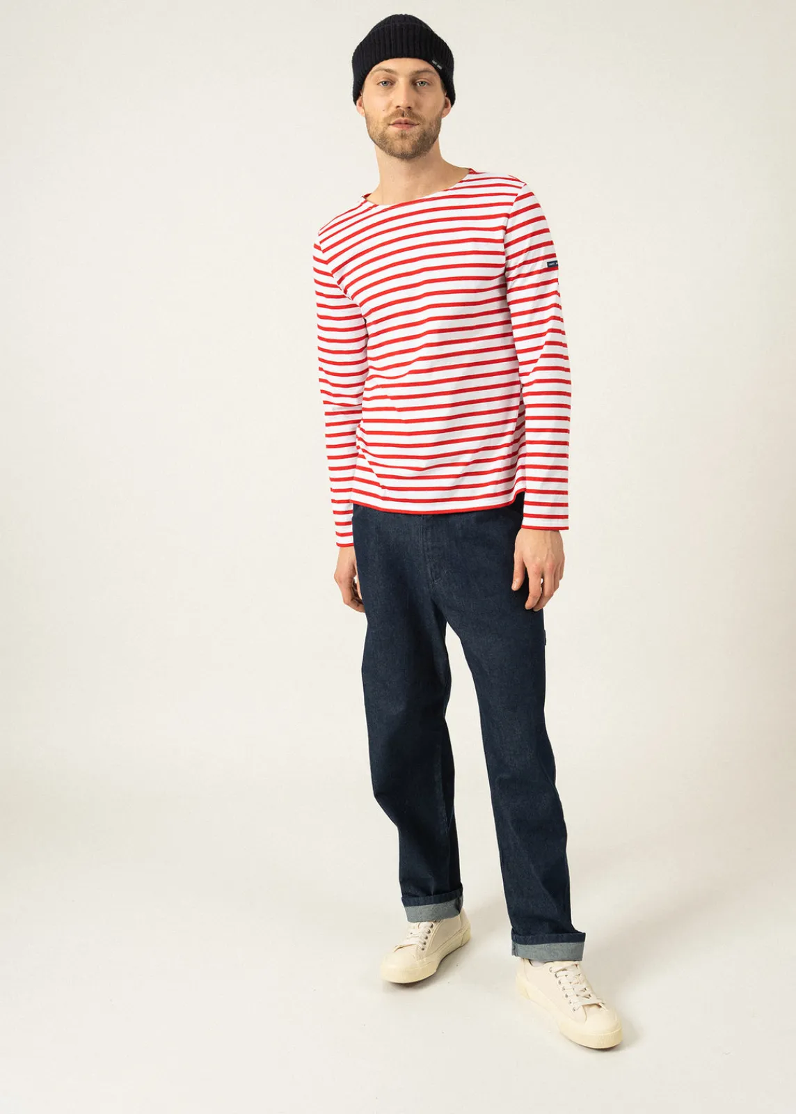 Saint James Sailor Striped Shirts*Minquiers unisex striped sailor shirt Neige/tulipe