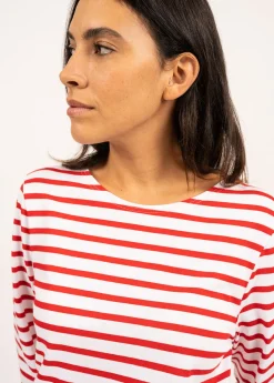 Saint James Sailor Striped Shirts*Minquiers unisex striped sailor shirt Neige/tulipe
