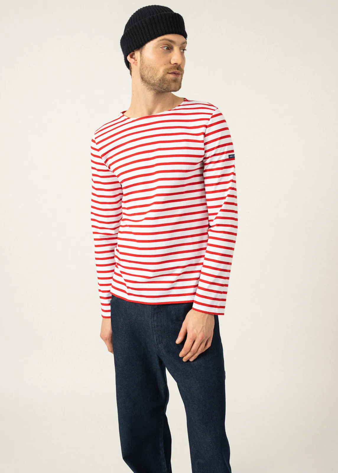 Saint James Sailor Striped Shirts*Minquiers unisex striped sailor shirt Neige/tulipe