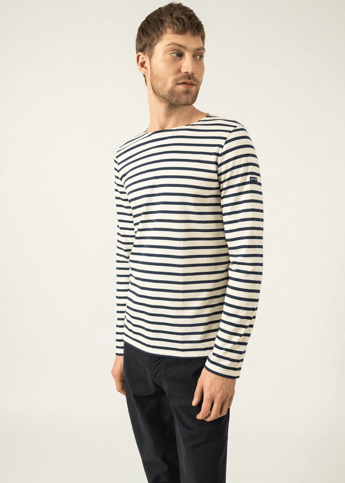 Saint James Sailor Striped Shirts*Minquiers unisex striped sailor shirt Ecru/marine