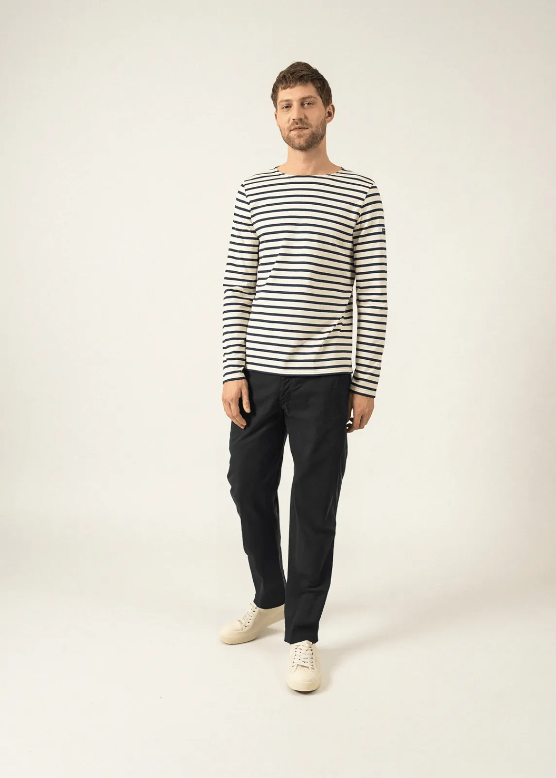 Saint James Sailor Striped Shirts*Minquiers unisex striped sailor shirt Ecru/marine