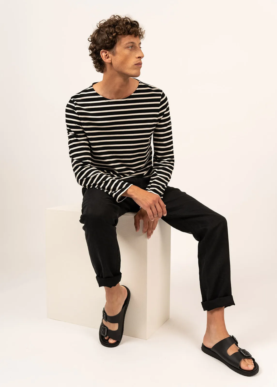 Saint James Sailor Striped Shirts|Sailor Striped Shirts*Minquiers unisex striped sailor shirt Noir/ecru