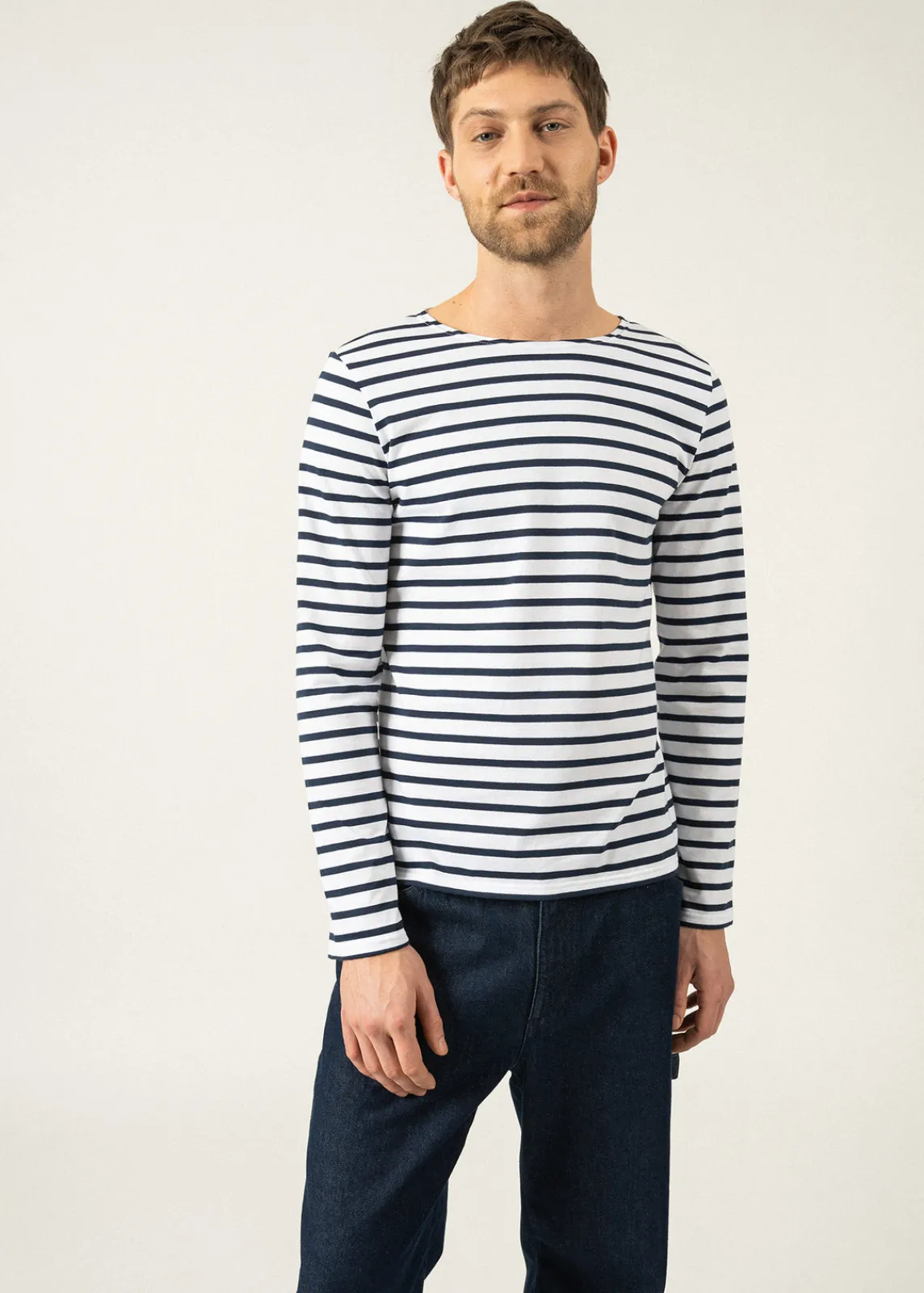 Saint James Sailor Striped Shirts|Sailor Striped Shirts*Minquiers unisex striped sailor shirt Neige/marine