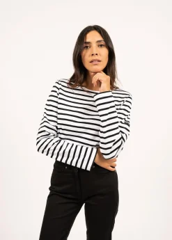 Saint James Sailor Striped Shirts|Sailor Striped Shirts*Minquiers unisex striped sailor shirt Neige/noir