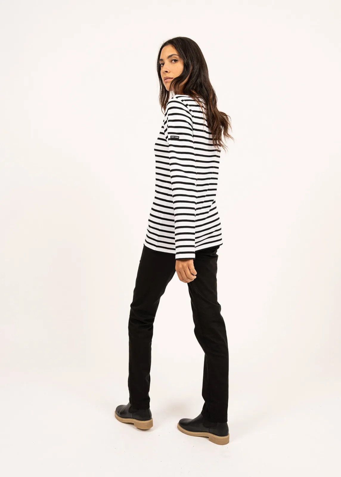 Saint James Sailor Striped Shirts|Sailor Striped Shirts*Minquiers unisex striped sailor shirt Neige/noir