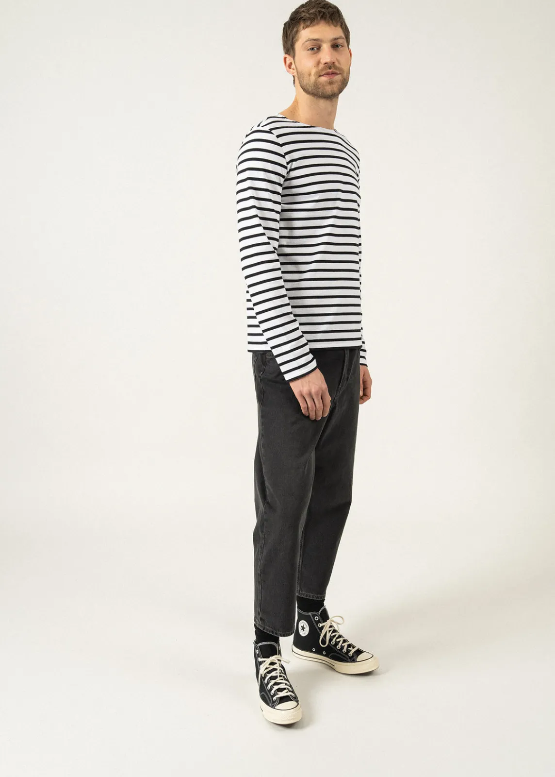 Saint James Sailor Striped Shirts|Sailor Striped Shirts*Minquiers unisex striped sailor shirt Neige/noir