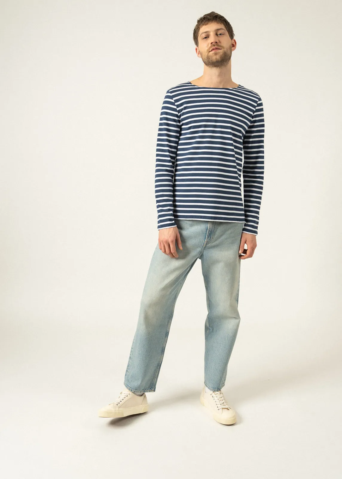 Saint James Sailor Striped Shirts*Minquiers unisex striped sailor shirt Marine/neige