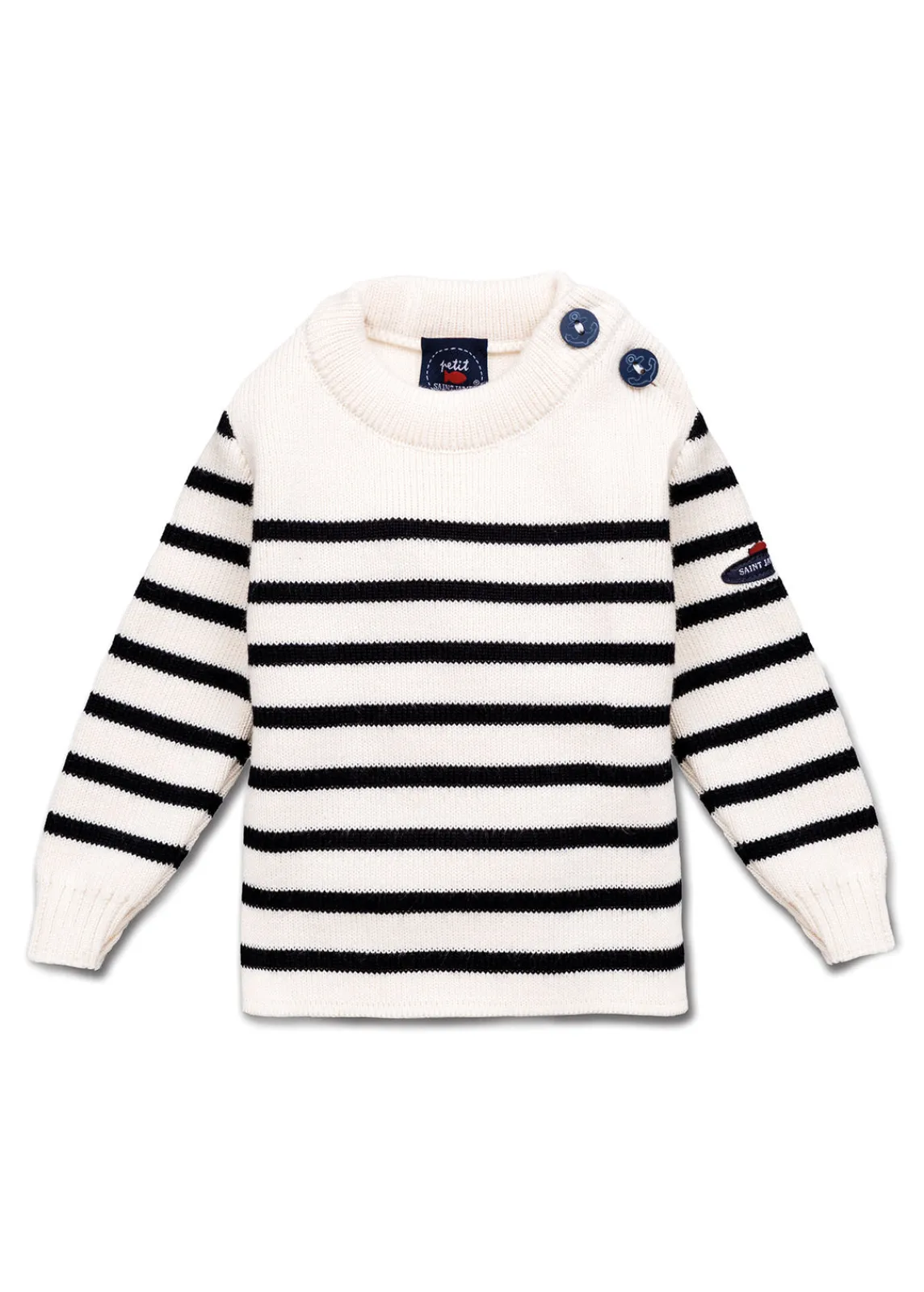 Saint James Sailor Jumpers*Moussaillon striped sailor jumper for babies Ecume/navy