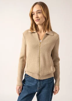 Saint James Jumpers, Cardigans, Jackets*Moutiers Zip-up Cardigan Beige