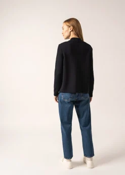 Saint James Jumpers, Cardigans, Jackets*Méribel Fancy Knit Jacket Navy