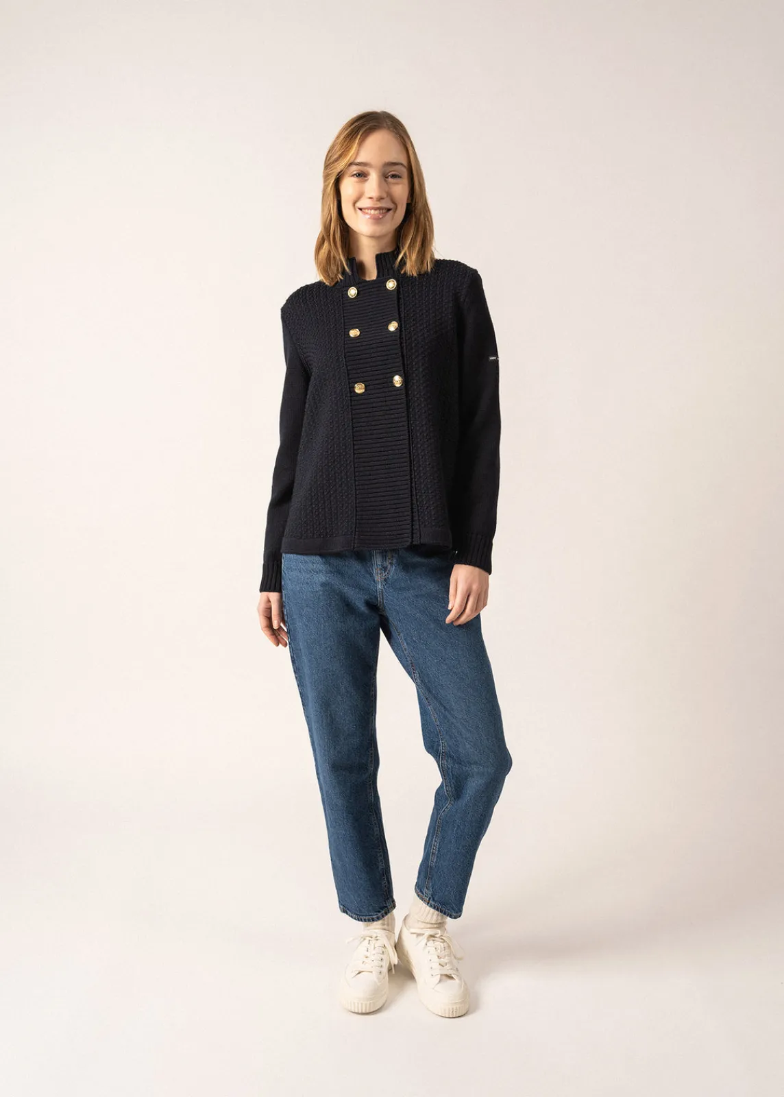 Saint James Jumpers, Cardigans, Jackets*Méribel Fancy Knit Jacket Navy