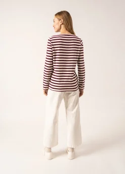 Saint James Sailor Striped Shirts*Méridame Campus Breton Shirt Ecume/prune