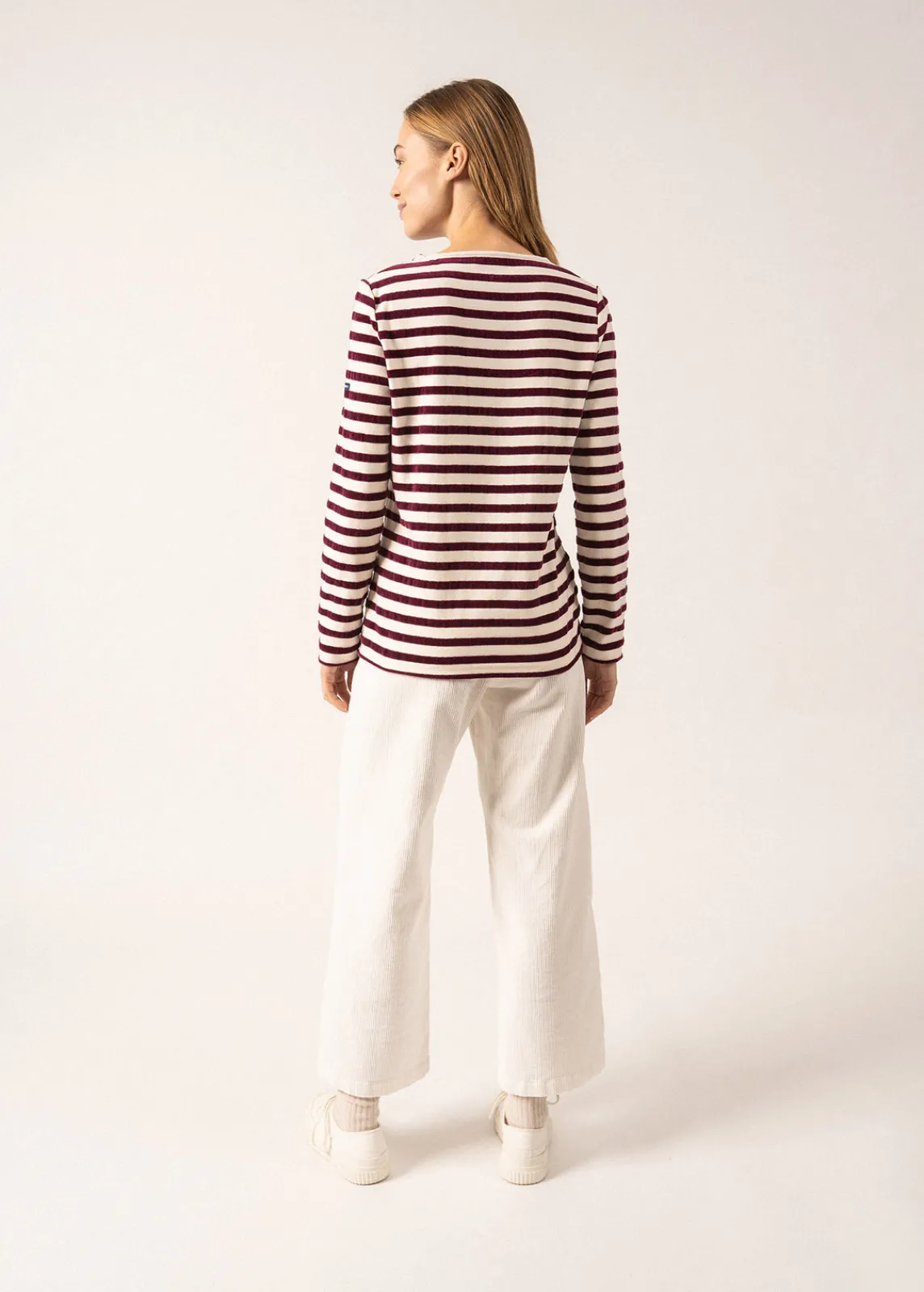 Saint James Sailor Striped Shirts*Méridame Campus Breton Shirt Ecume/prune
