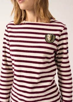Saint James Sailor Striped Shirts*Méridame Campus Breton Shirt Ecume/prune