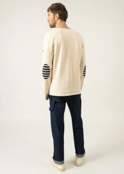 Saint James Sailor Striped Shirts*Méridien iconic sailor shirt with striped elbow patches Ecru/navy/ecru