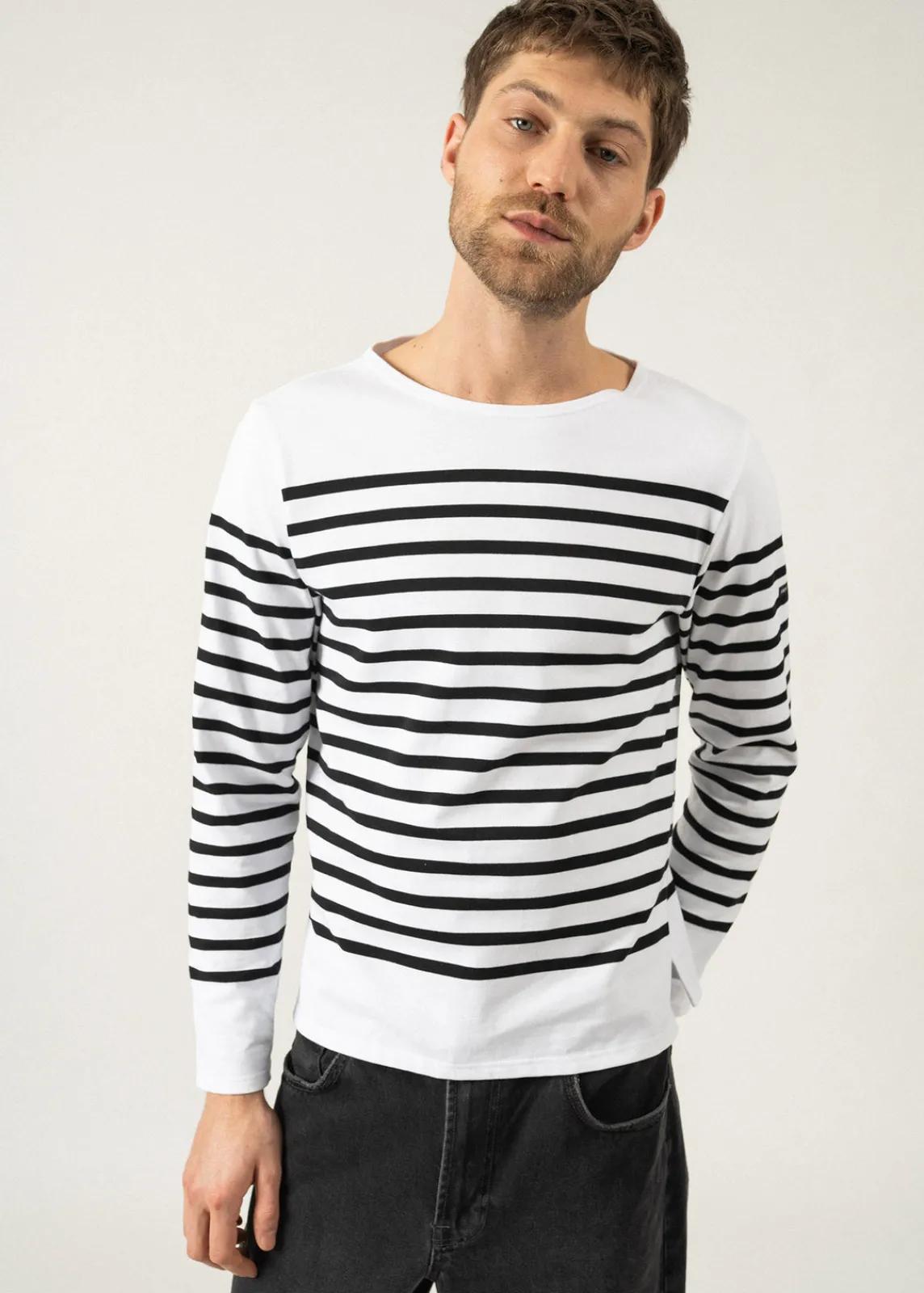 Saint James Sailor Striped Shirts|Sailor Striped Shirts*Naval authentic striped sailor shirt Neige/noir