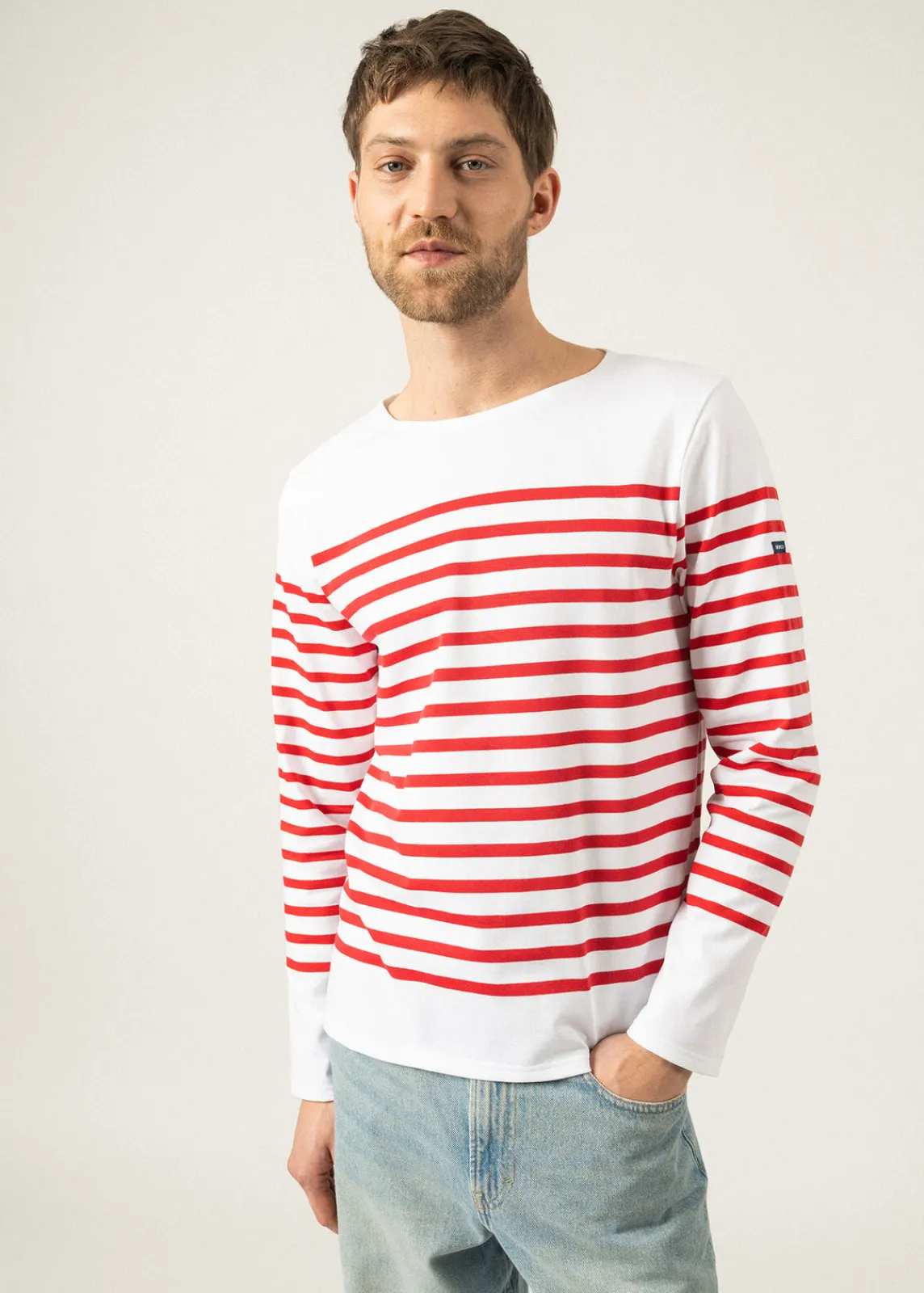 Saint James Sailor Striped Shirts|Sailor Striped Shirts*Naval authentic striped sailor shirt Neige/tulipe