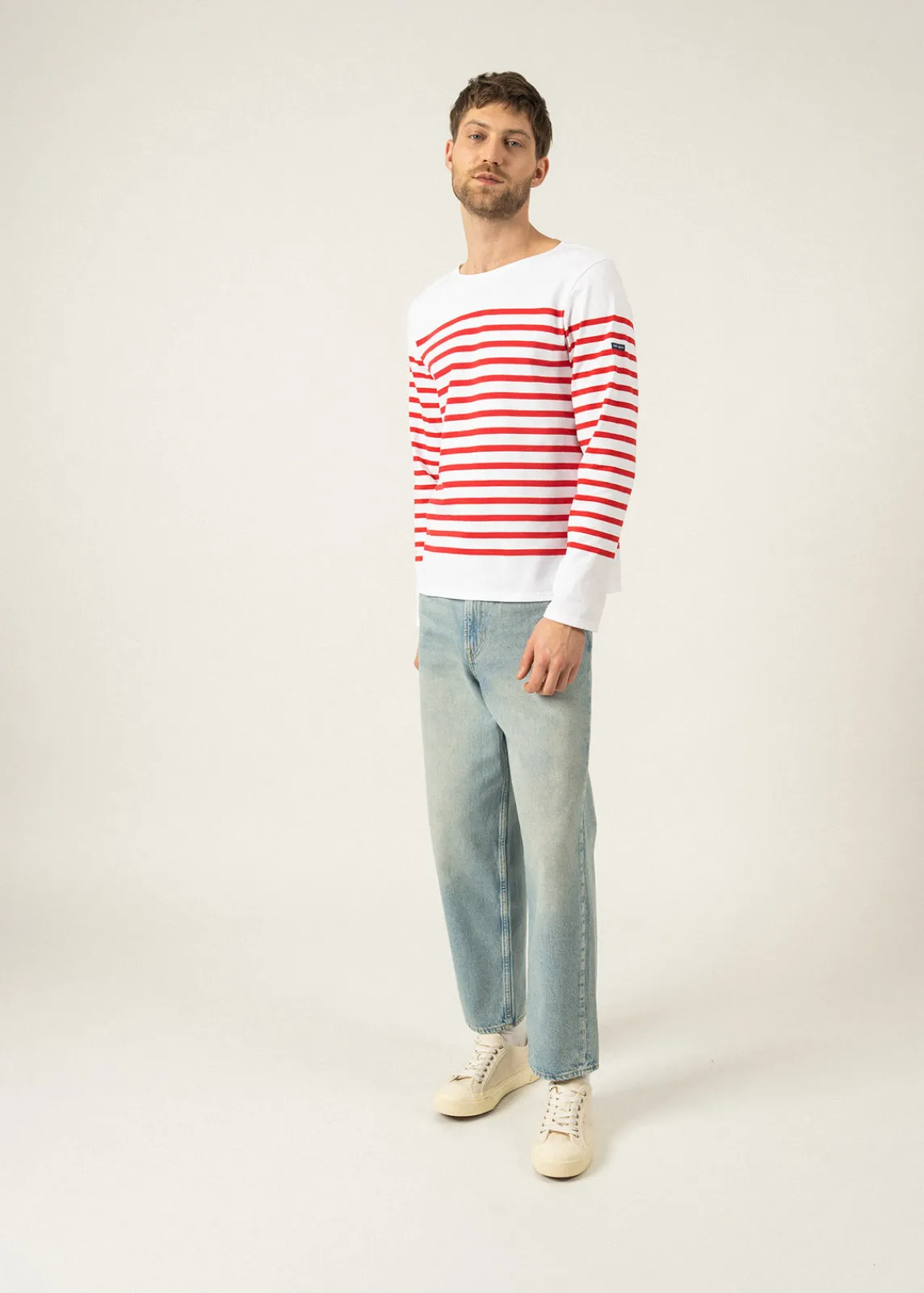 Saint James Sailor Striped Shirts|Sailor Striped Shirts*Naval authentic striped sailor shirt Neige/tulipe