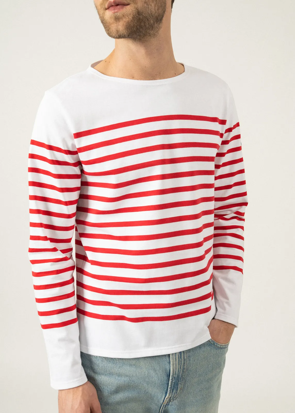 Saint James Sailor Striped Shirts|Sailor Striped Shirts*Naval authentic striped sailor shirt Neige/tulipe