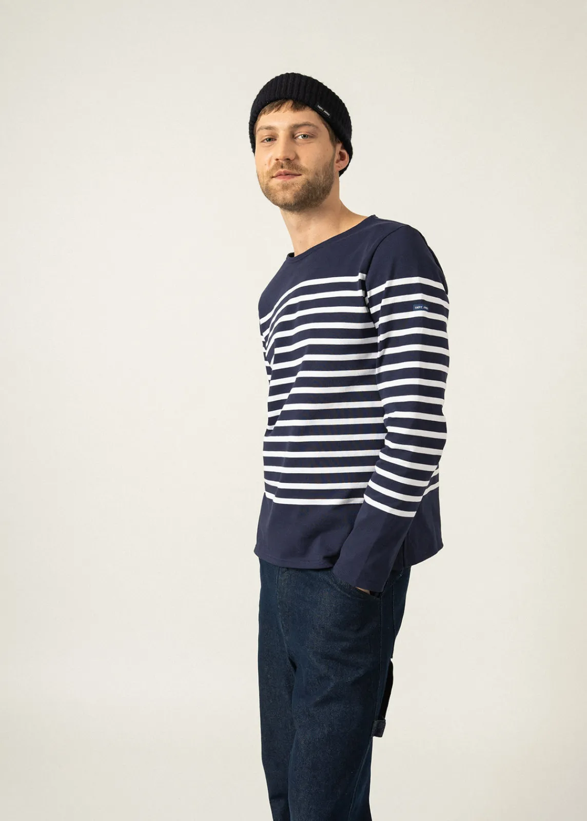 Saint James Sailor Striped Shirts*Naval authentic striped sailor shirt Marine/neige