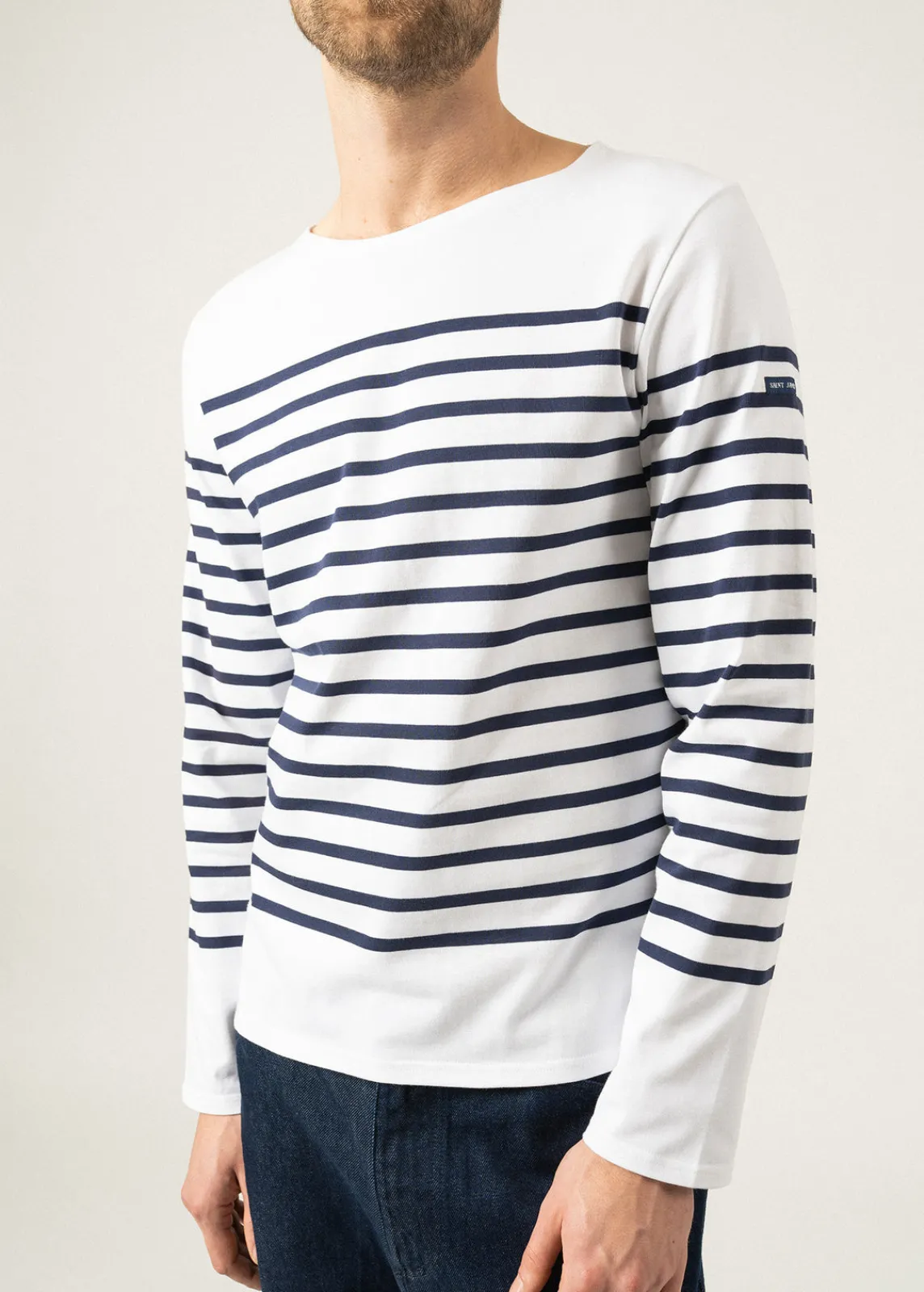 Saint James Sailor Striped Shirts*Naval authentic striped sailor shirt Neige/marine