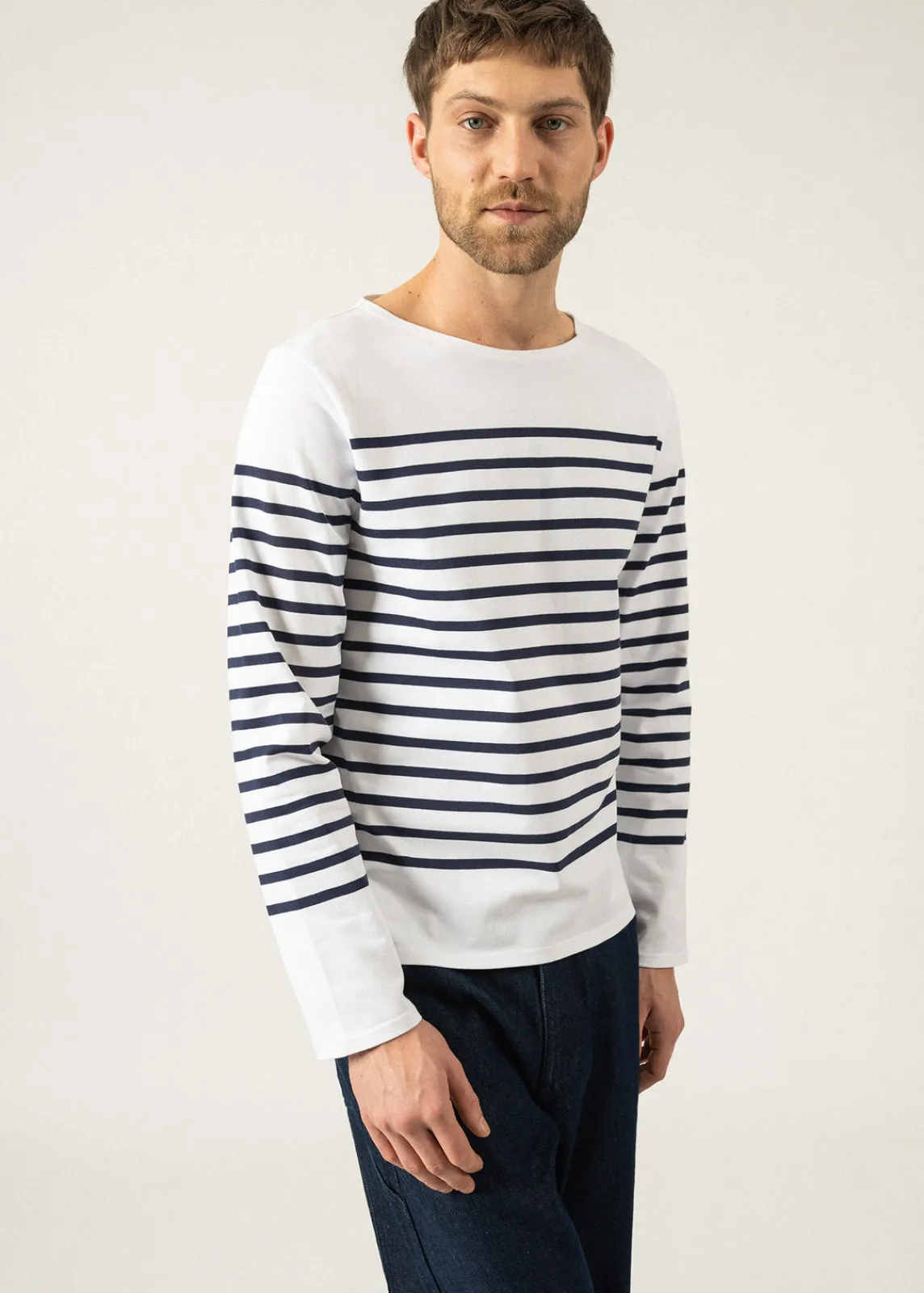 Saint James Sailor Striped Shirts|Sailor Striped Shirts*Naval authentic striped sailor shirt Neige/marine